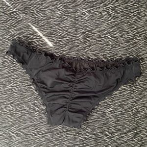 Ruched black bikini bottoms